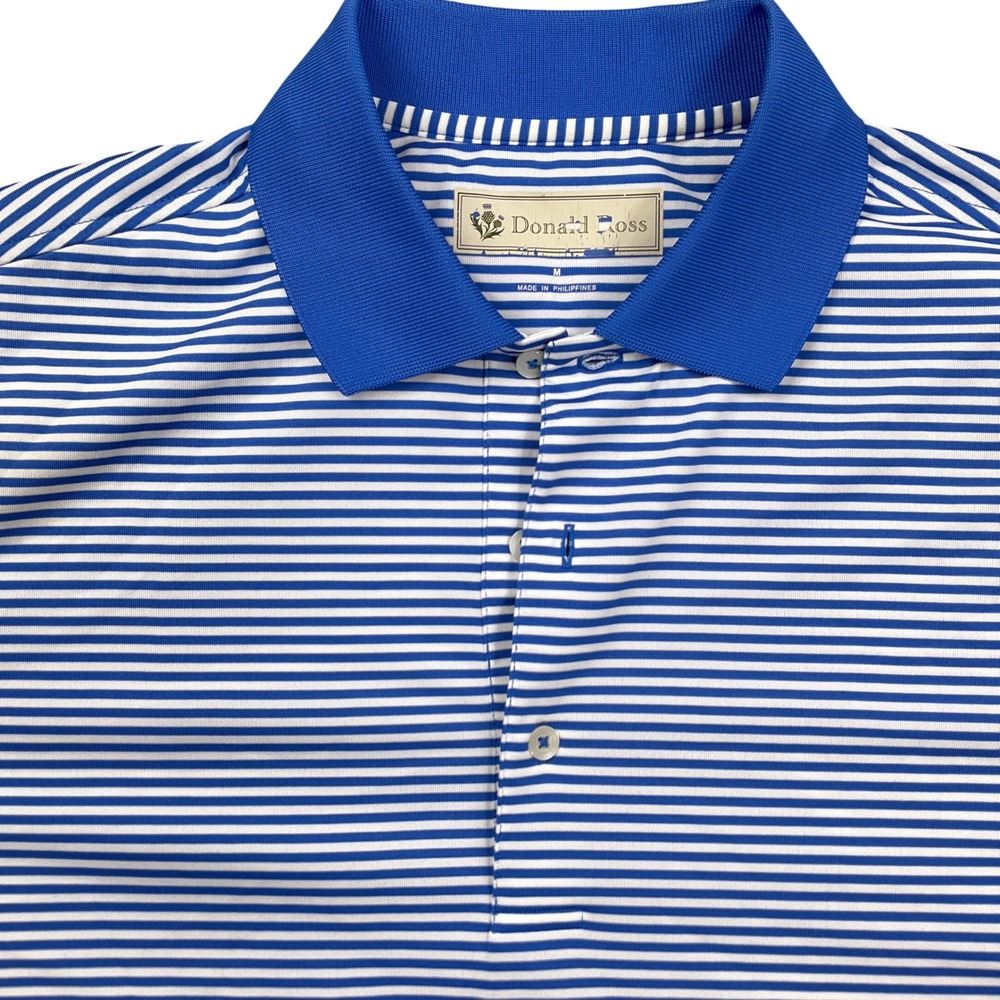 Donald Ross Shirt Mens Medium‎ Blue Golf Blue Stripe Valdosta CC Stitched Resort